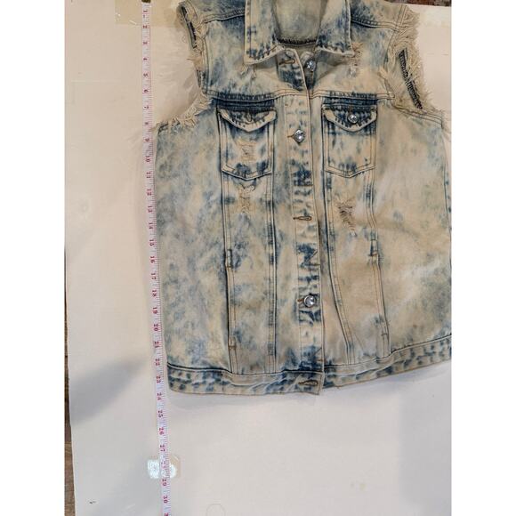 Blue Identity Denim Vest M –Bleached Distressed Sleeveless grungecore street - Picture 4 of 7